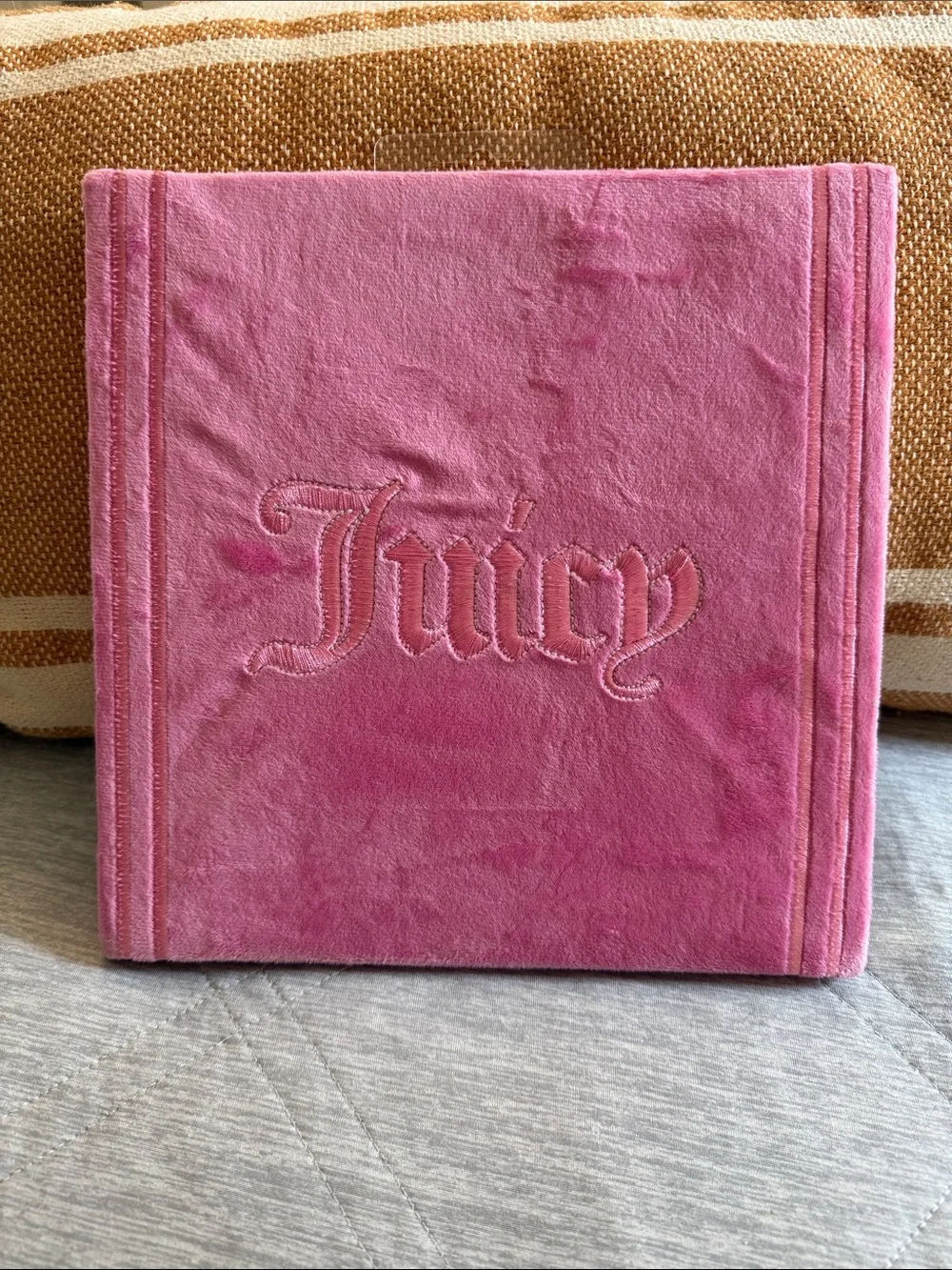 Juicy Couture Pink Velour Cosmetic Neutrals Case with Embroidered Logo